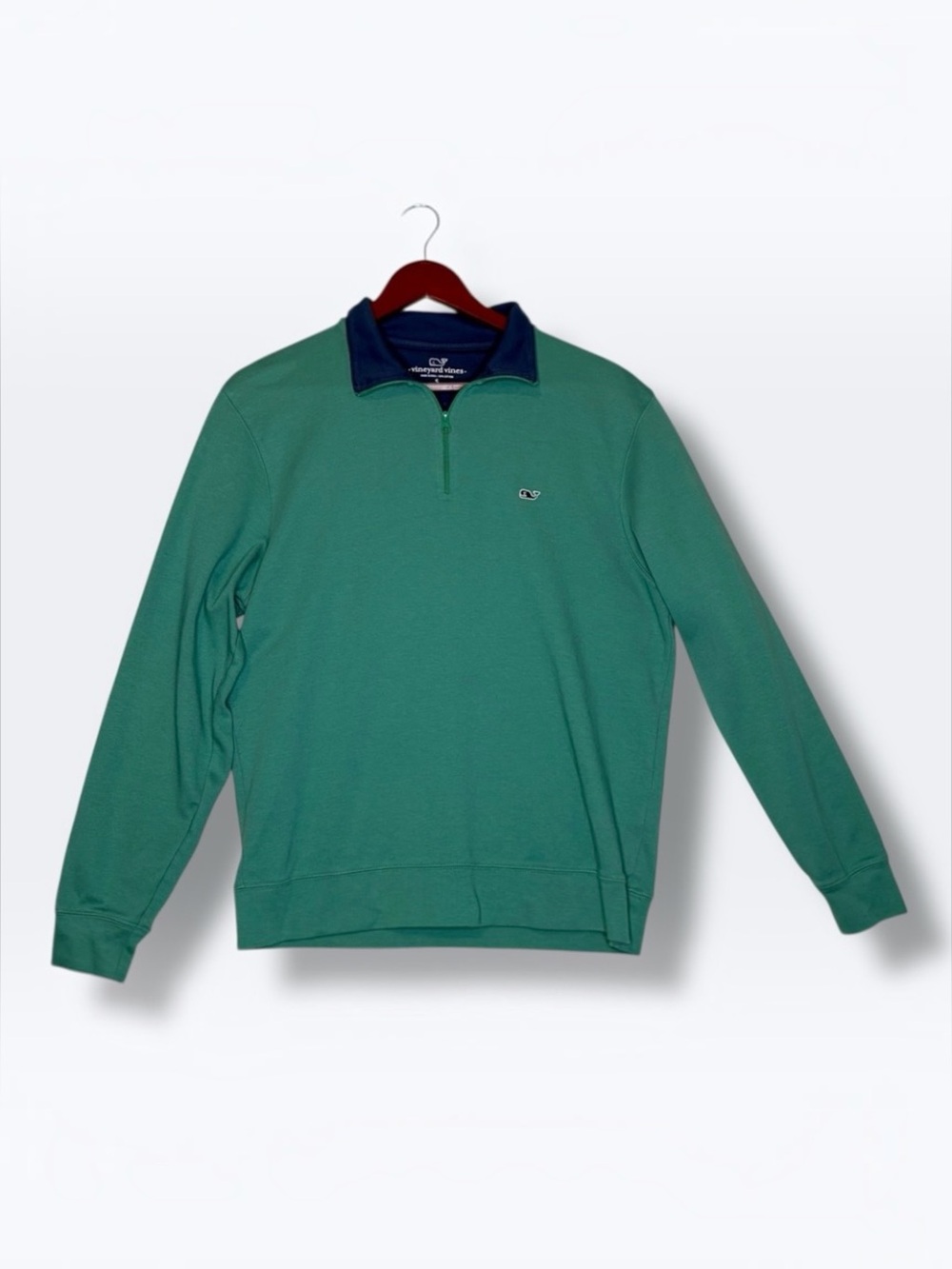 Vineyard Vines Mens Quarter Zip 100% Cotton Pullover Small Green Preppy Logo